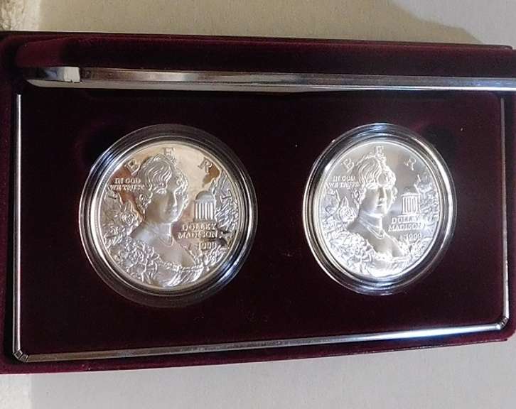 2 Sil Dols: 1999 Dolley Madison PRF & Unc