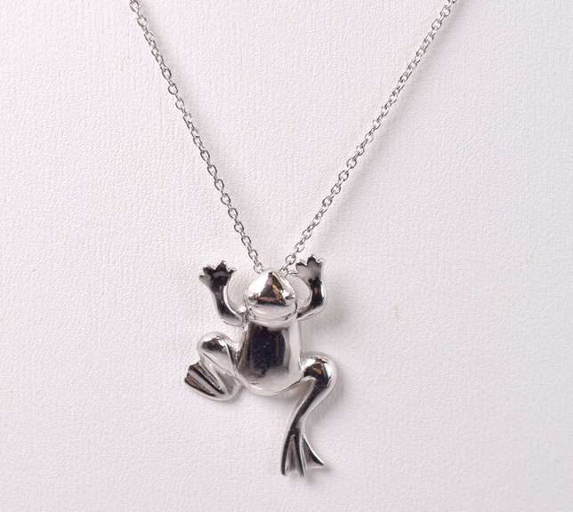 Frog Pendant Necklace in Sterling Silver