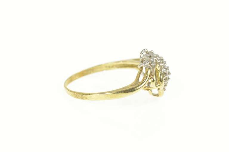 10K Yellow Gold 0.34 Ctw Classic Diamond Cluster Statement Ring