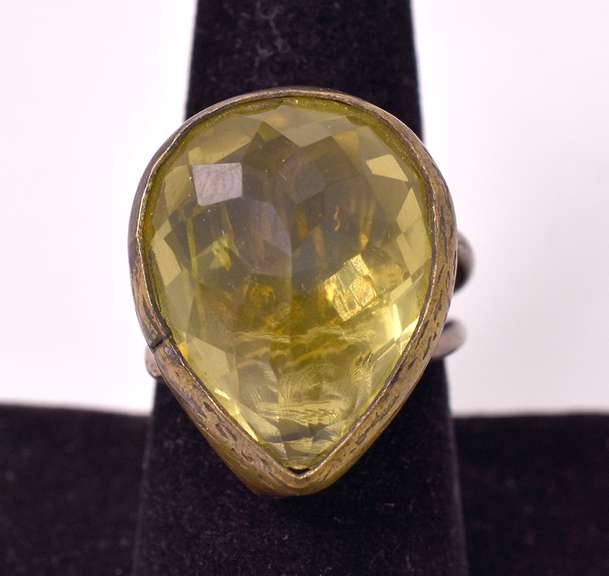 Gorgeous Massive 19.18CTS Lemon Citrine Ring in Sterling Silver