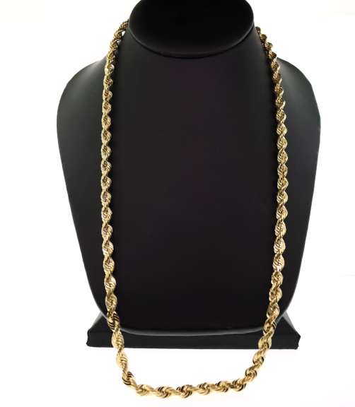 Deluxe 10kt Yellow Gold Rope Chain Necklace