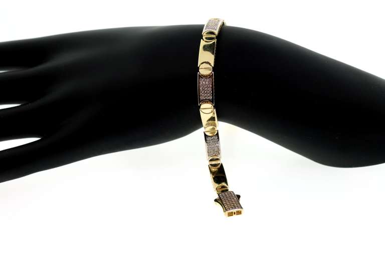 Geometric 14kt Yellow Gold Cubic Zirconia Bracelet