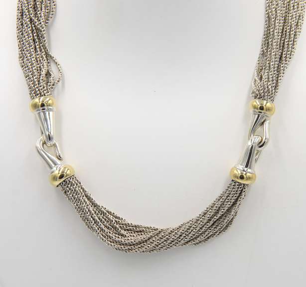 Tiffany & Co 2 Tone Multi Strand Station Necklace