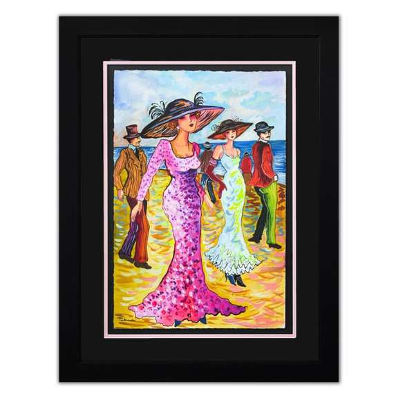 Patricia Govezensky, "San Francisco Beach" Framed Hand Signed Original Painting with Letter of Authenticity.