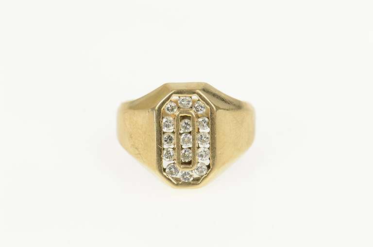 14K Yellow Gold 0.45 Ctw Retro Diamond Squared Oval Halo Ring
