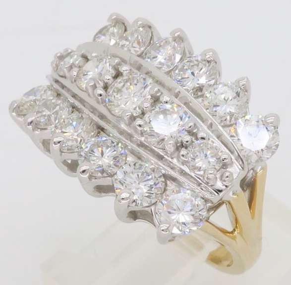 Three Row 3.98ctw Diamond Cocktail Ring