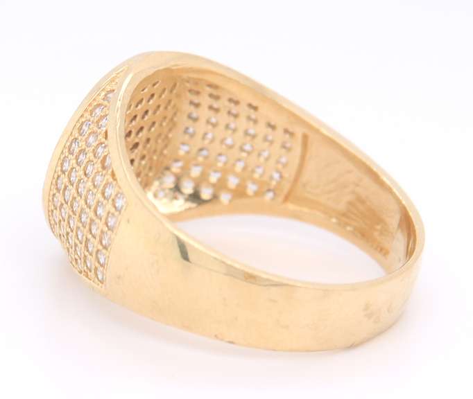 Gent's Yellow Gold Religious CZ Ring