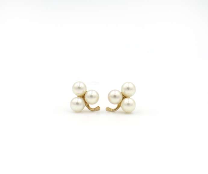 Dazzling Pearl Cluster Earrings in 14K
