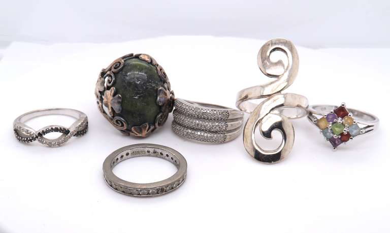 Vintage Sterling Silver Lot of 6 Rings