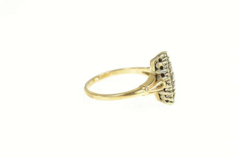 14K Yellow Gold 0.23 Ctw Cluster Diamond Engagement Ring