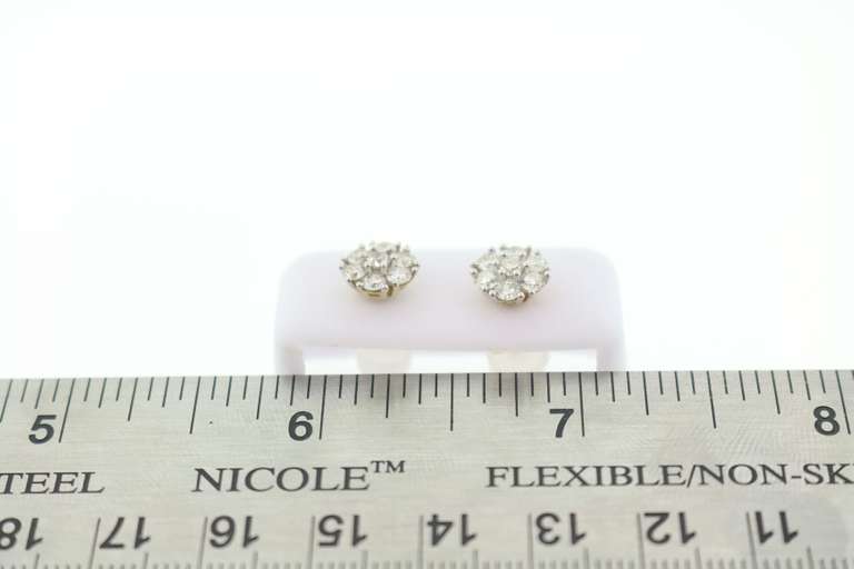 Floral Patterned Diamond Earrings with 14k Yellow Gold