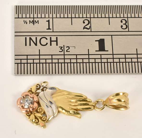 Praying Hands Tri-Color Pendant