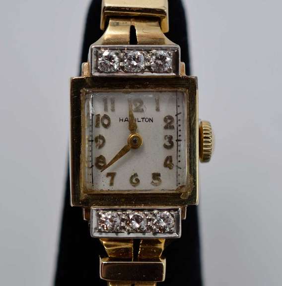 14k Gold Moissanite Hamilton Ladies Watch, Pre-Owned.