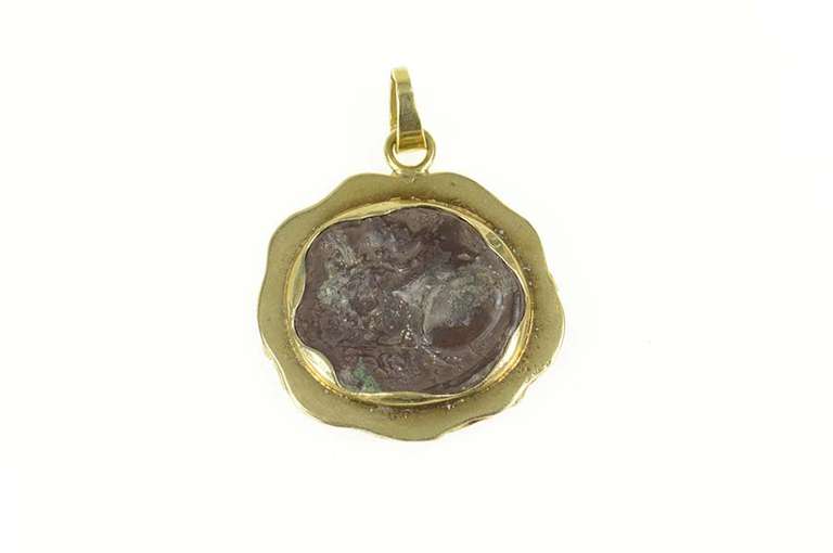 14K Yellow Gold Pegasus & Corinth Stater 4th Century BC Coin Pendant