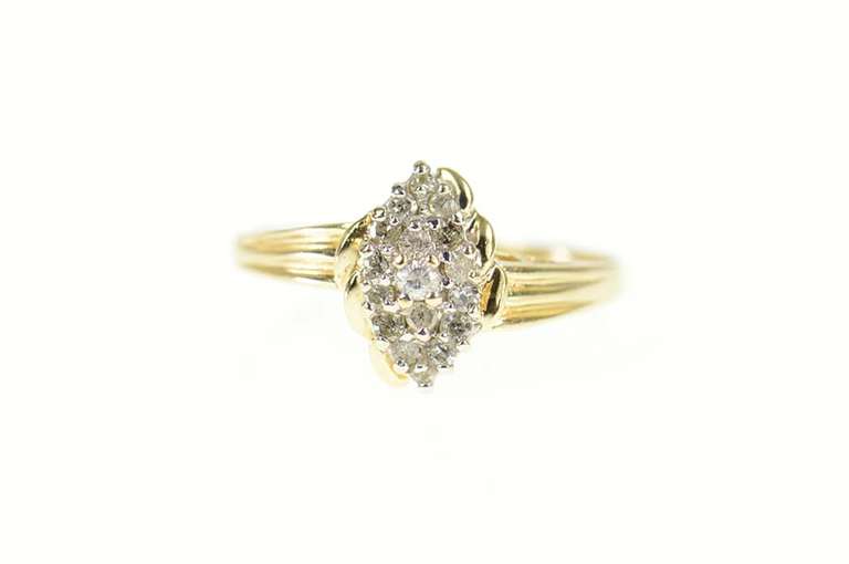 14K Yellow Gold Cluster Classic Diamond Statement Ring