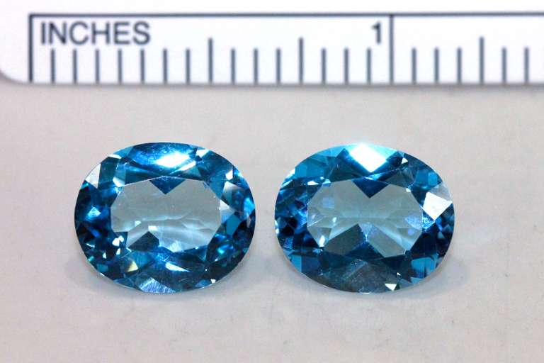 Brilliant Swiss Blue Topaz Pair - 12.27 cts.