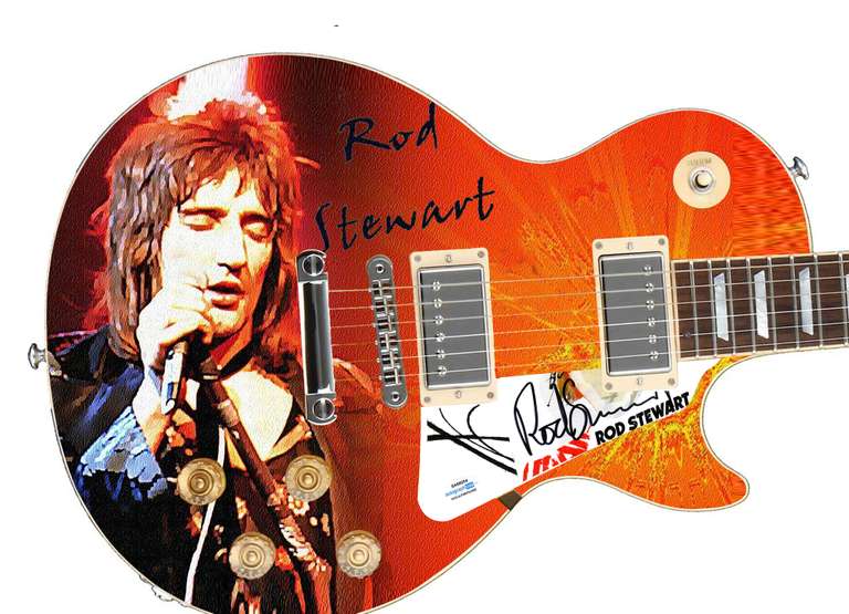 Rod Stewart Autographed Signed Live On Stage Photo Guitar ACOA
