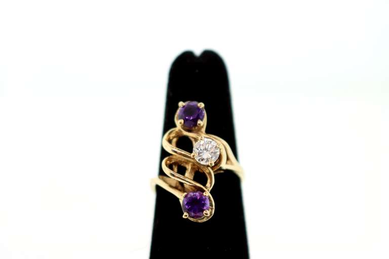 Amethyst and Diamond 14kt Cocktail Ring