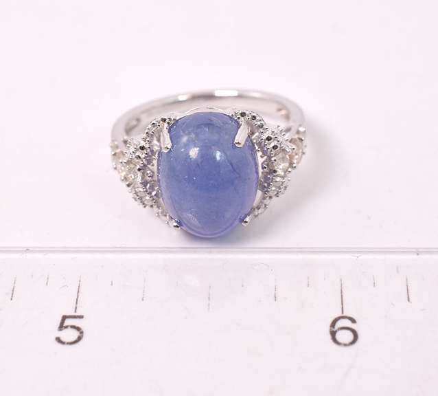 Fantastic 8.87CTS Tanzanite and 0.40CTW Diamond Ring in Sterling Silver