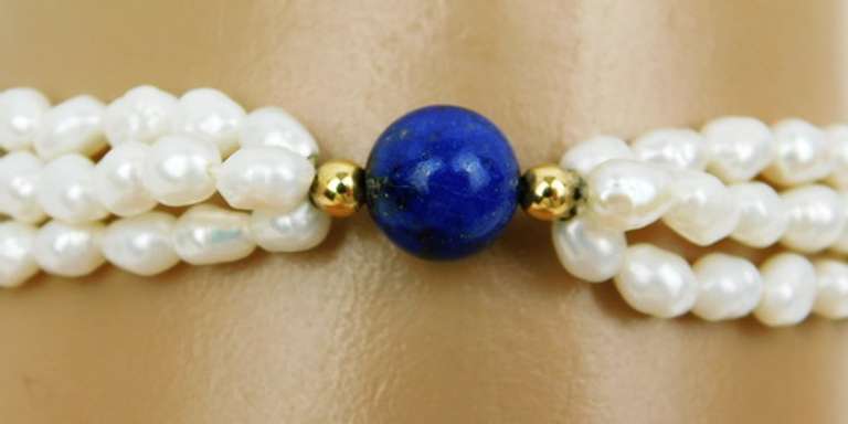 14K Lapis & Pearls Bracelet
