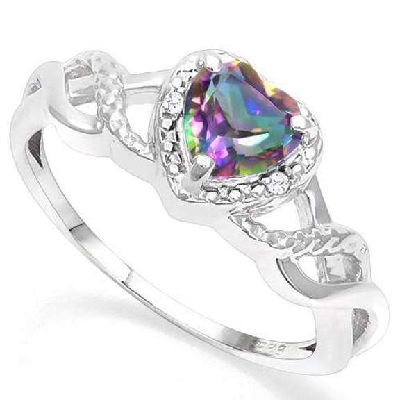 925 STERLING SILVER 0.82 CT MYSTIC GEMSTONE & DIAMOND COCKTAIL RING