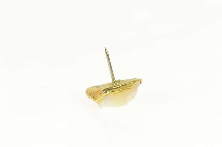 18K Yellow Gold Raw Natural Opal Stone Unique Lapel Pin/Brooch