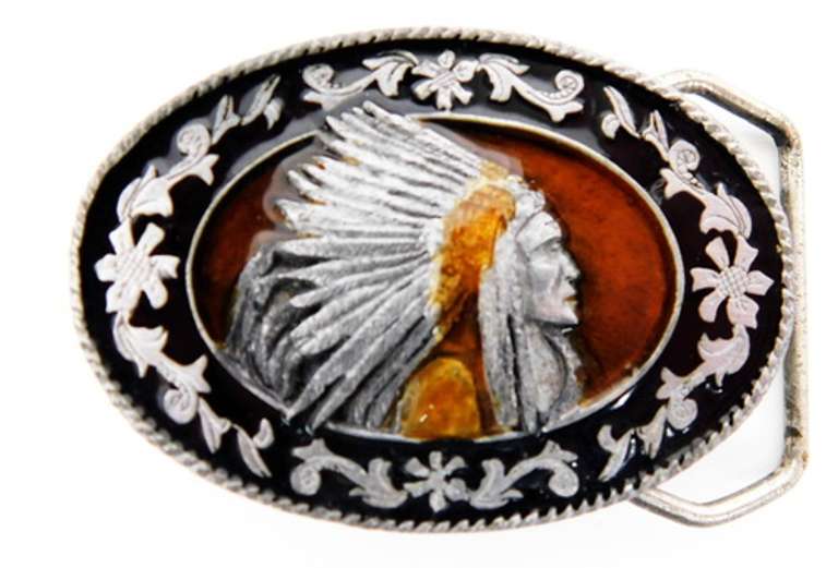Vintage 1985 Siskyou Indian Head Belt Buckle