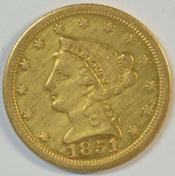 Very scarce 1851-O US $2.50 Liberty Gold Piece