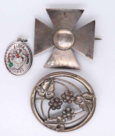 Lot of 3 Sterling Silver Brooches and Pendant