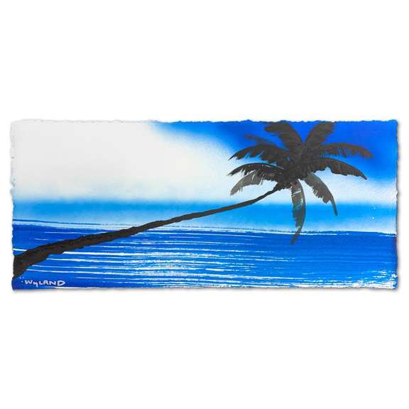 Wyland, "Palm Trees" Framed, Hand Signed Original Painting with Letter of Authenticity.