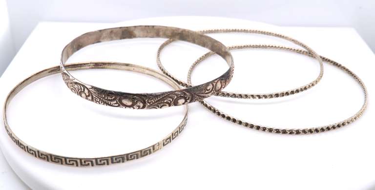 Vintage Sterling Silver Lot of 4 Bangles