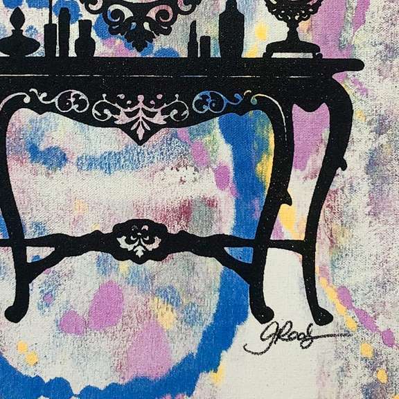 Gail Rodgers, "Mirror Mirror" Hand Signed Original Hand Pulled Silkscreen Mixed Media on Canvas with Letter of Authenticity.