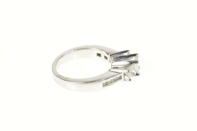 14K White Gold 0.76 Ctw Three Princess Diamond Engagement Ring