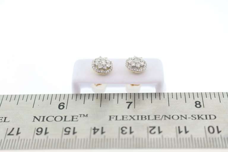 Floral Diamond Studded Earrings with 14k Yellow Gold