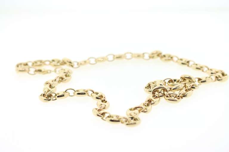 Divine  puffed mariner 14kt gold chain necklace