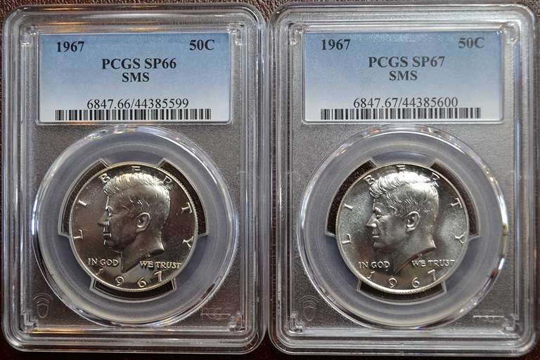 1967 SMS Kennedy Half Dollars SP66 And SP67