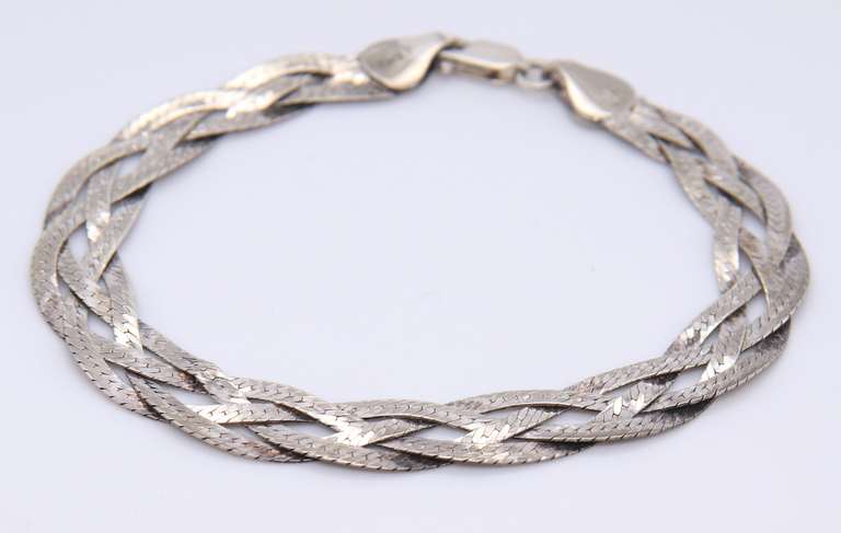 Italian Vintage Sterling Silver Braided Bracelet