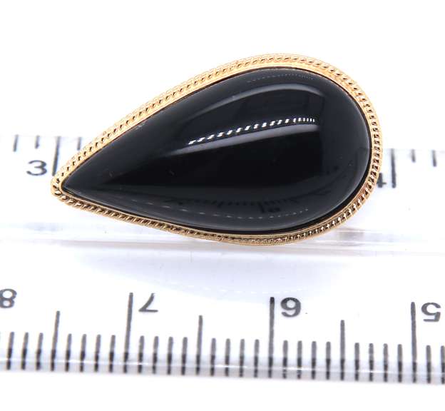 Chic 14kt YG Black Onyx Pear Shaped Earrings