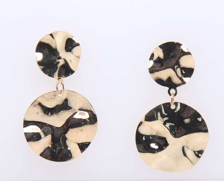 Gorgeous Yellow Gold Double Disk Dangle Earrings