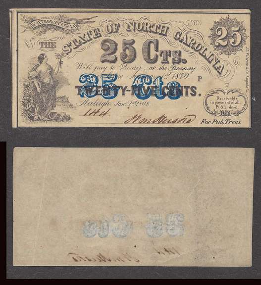 25 Cent State of North Carolina 1864