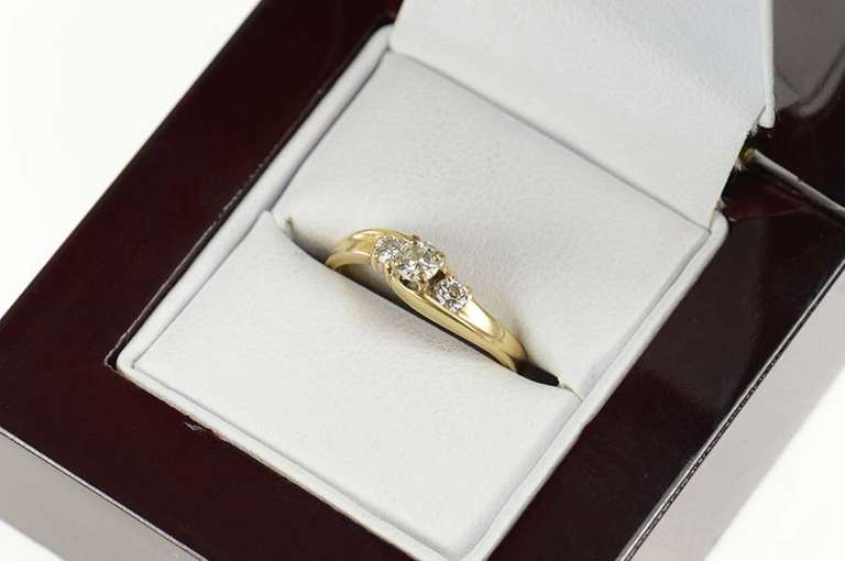 14K Yellow Gold 0.29 Ctw Classic Three Diamond Engagement Ring