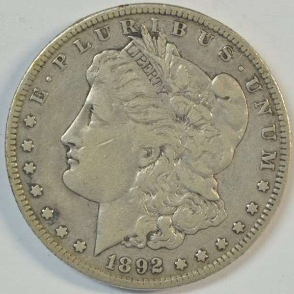 Choice XF 1892-S Morgan Silver Dollar. Rare key date