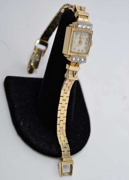 14k Gold Moissanite Hamilton Ladies Watch, Pre-Owned.