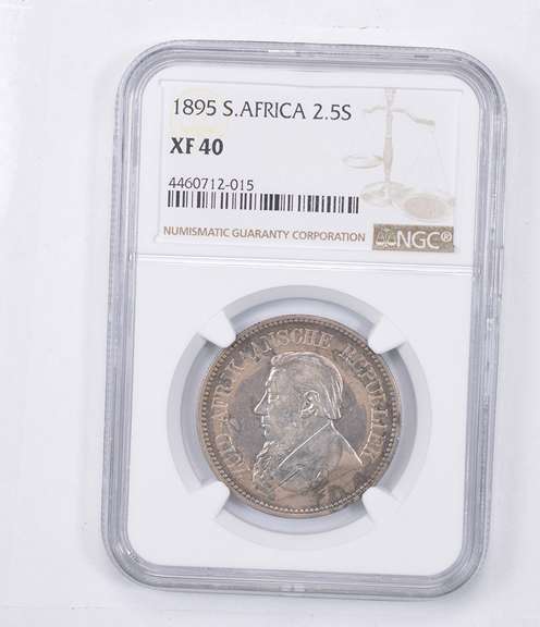 XF40 1895 South Africa 2 1/2 Shillings - Graded NGC