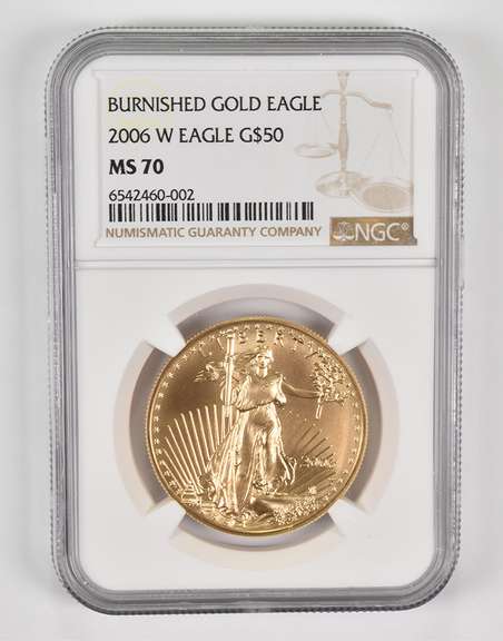 MS70 2006-W $50 Burnished American Gold Eagle - Graded NGC