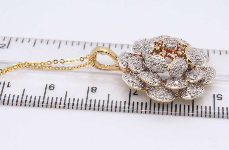 Sparkling Yellow Gold Diamond Flower Necklace