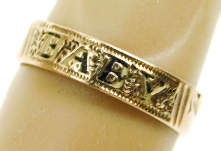 Antique Gold Filled Engraved BABY Ring