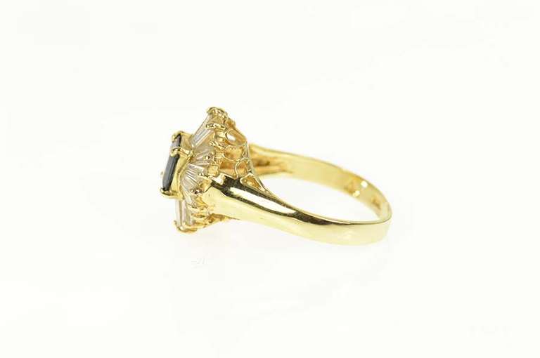 14K Yellow Gold 2.84 Ctw Sapphire Ballerina Diamond Halo Ring