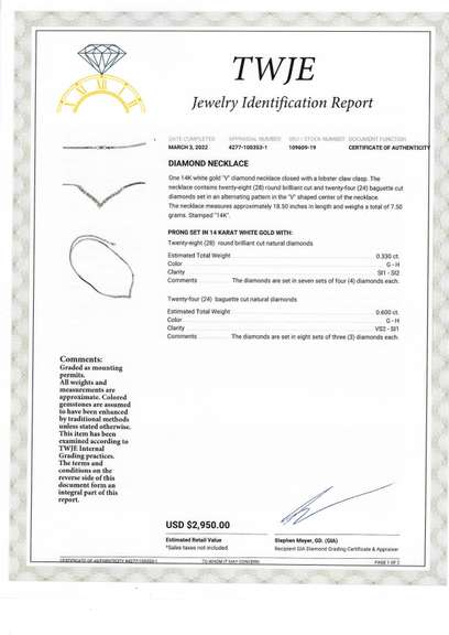 0.93ctw Diamond "V" Necklace in 14K