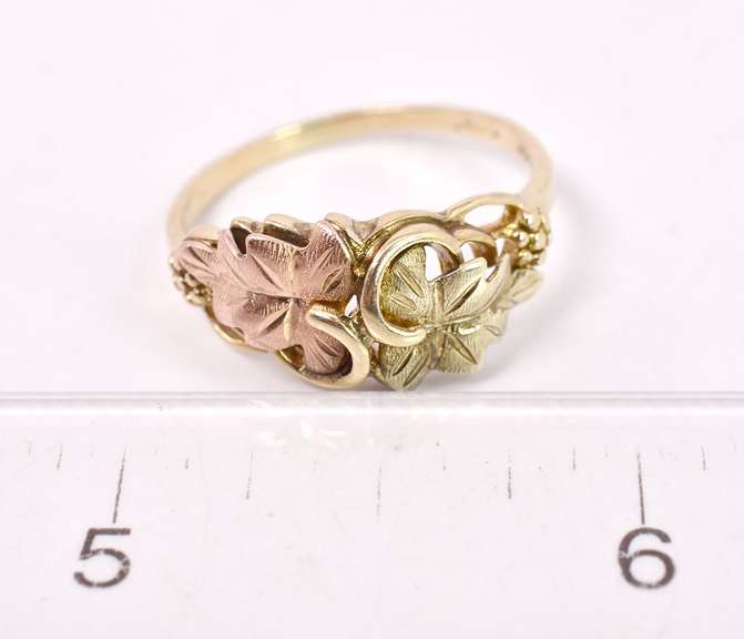 Lavish Leaf Motif Ring in Two-Tone Gold